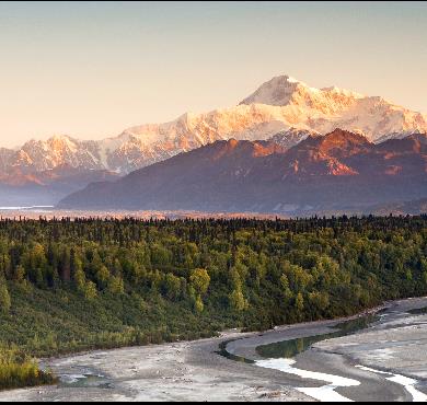 Alaska  mountain sky outdoor grass nature valley canyon tree landscape snow field background cloud autumn distance land