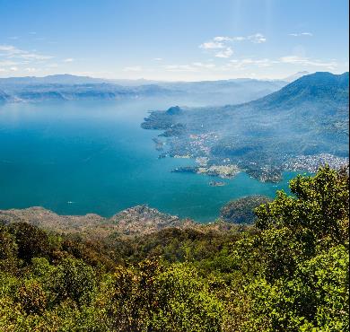 Guatemala  mountain outdoor sky water lake nature landscape cloud fog hill background hillside land highland crater