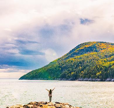 Charlevoix  sky outdoor water mountain nature flower landscape plant distance day highland